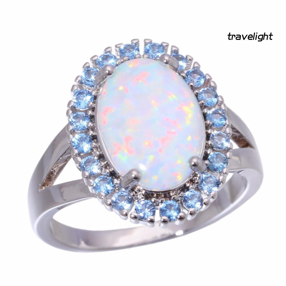 Nhẫn Đính Hôn Đính Đá Opal Nhân Tạo Thời Trang