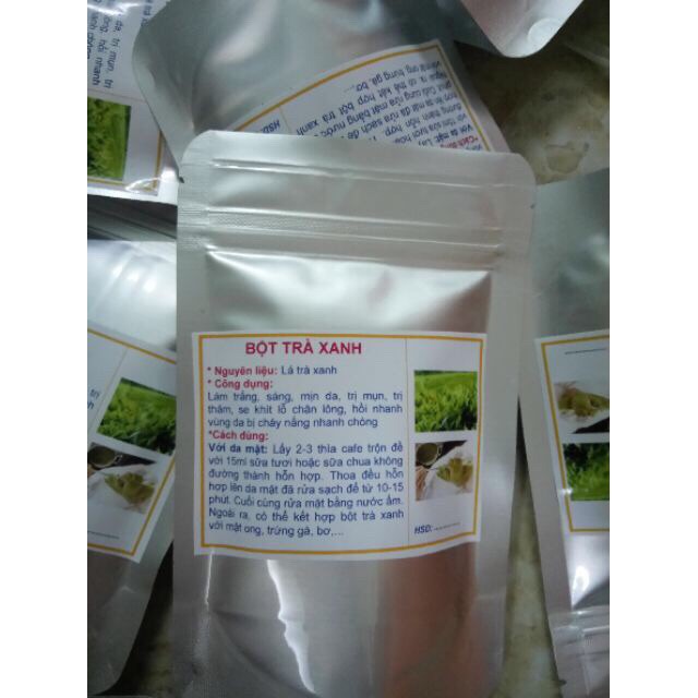 [100% THIÊN NHIÊN] Bột trà xanh CAO CẤP đắp mặt trị mụn trắng da gói 100g nguyên chất