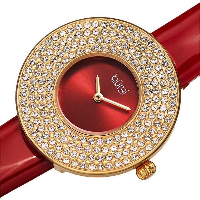 Đồng hồ thời trang nữ Burgi BUR272RD Đính Đá Swarovski Dây Da Đỏ 36mm