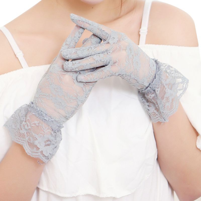 Ivy New Party Sexy Dressy Gloves Women High Quality Lace Gloves Paragraph Wedding Gloves  Mittens Accessories Full Finger Girls Lace Fashion Gloves