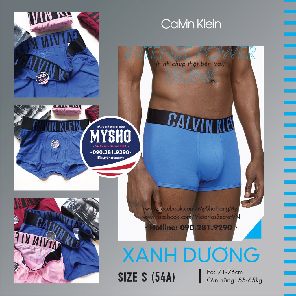 Quần lót nam boxer màu xanh dương , Intense Power Trunk - Calvin Klein USA