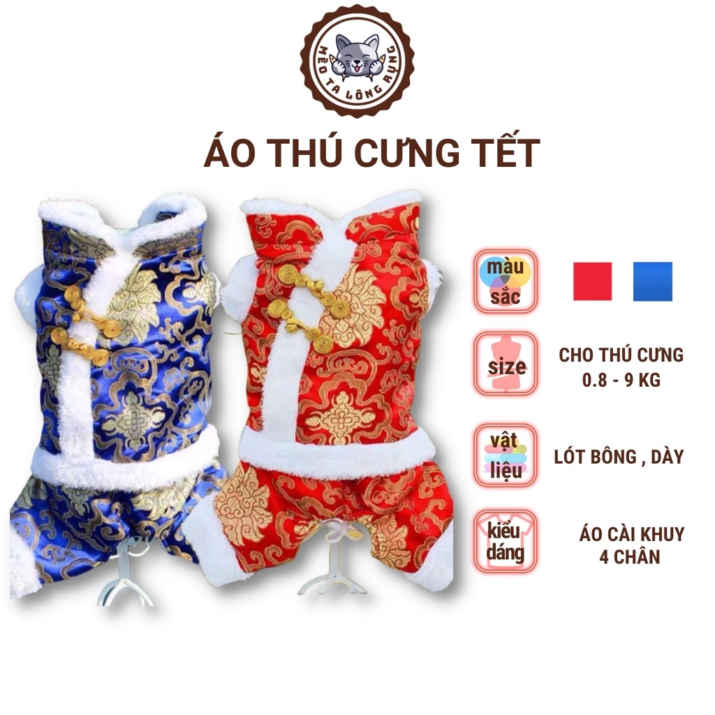 Áo tết cho chó cún poodle mèo con thú cưng lớn giữ ấm cho mùa đông chất bông len, quần áo cho thú cưng dành cho chó mèo