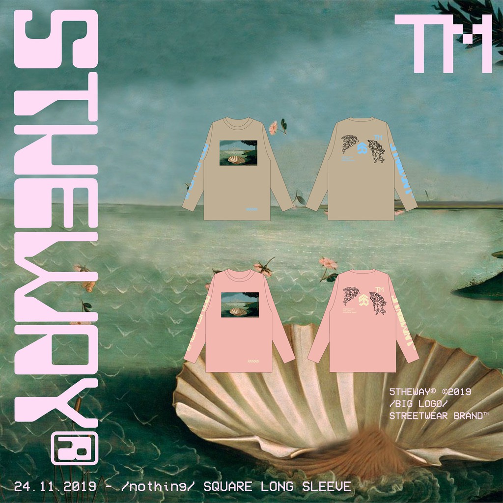 Áo thun tay dài 5THEWAY BST nothing màu NÂU aka Square Long Sleeve in Warmsand