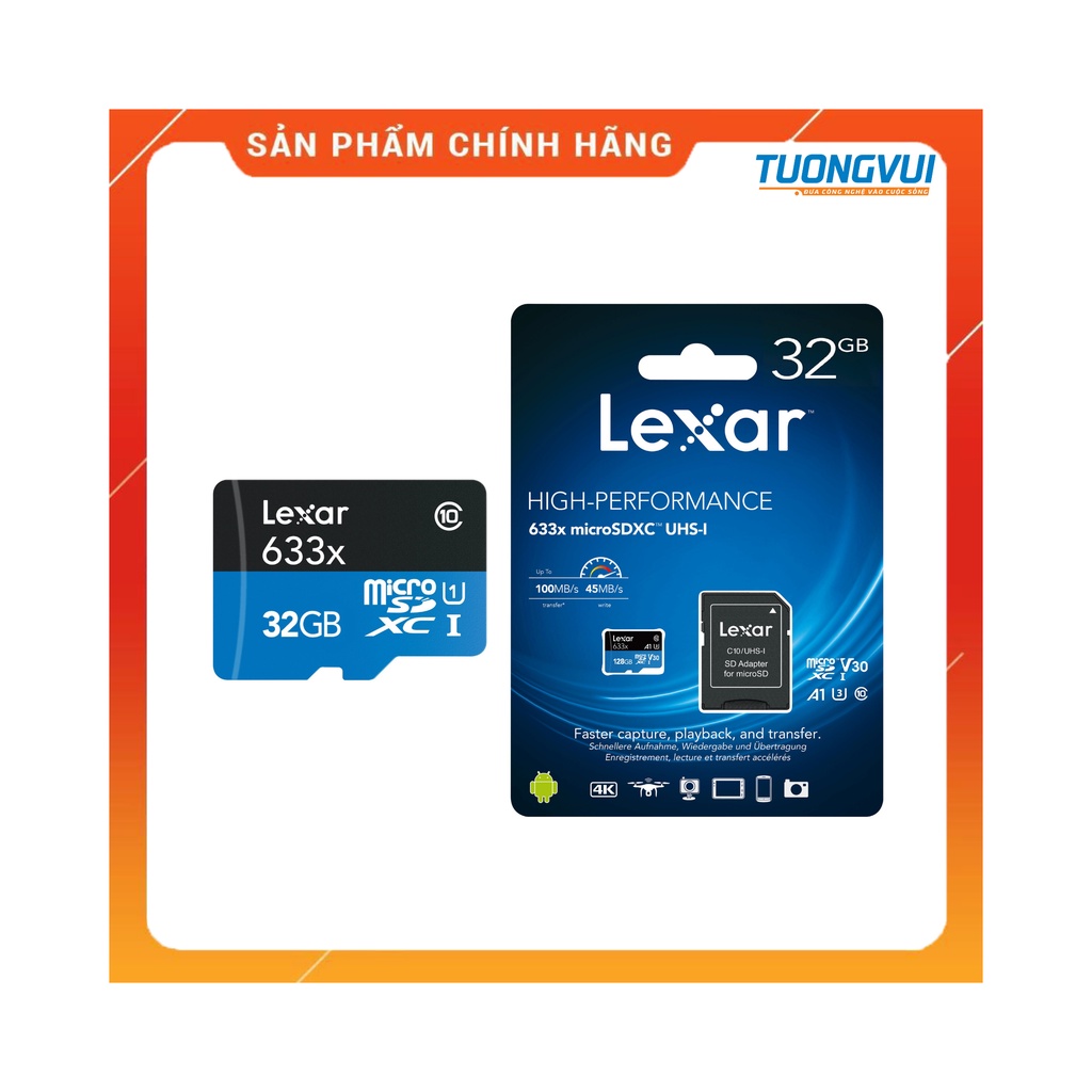 Thẻ nhớ Lexar Chính hãng 32Gb/ 64Gb /128Gb Dùng cho mọi camera WIFI - Camera giám sát hành trình-Hàng chính hãng