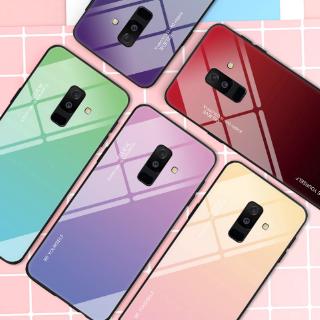 Ốp điện thoại kính cường lực phối màu gradient bảo vệ cho Samsung Galaxy A50 A7 A6 2018 A5 A7 2017