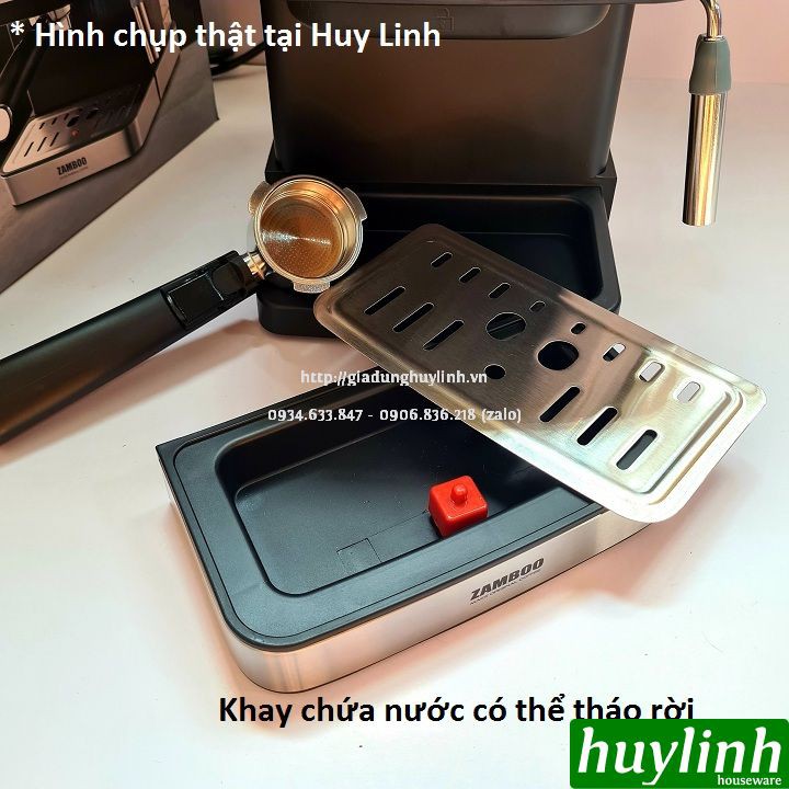 [Mã 99ELSALE hoàn 7% đơn 300K] Máy pha cafe gia đình Zamboo ZB-93CF - 850W - áp suất 15 bar - Tặng 500gr cà phê