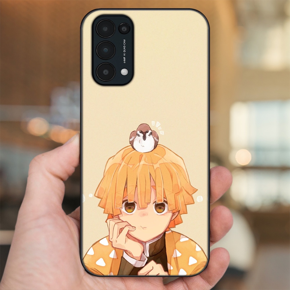 Ốp lưng Oppo Reno 5 viền đen in hình Zenitsu Kimetsu no Yaiba