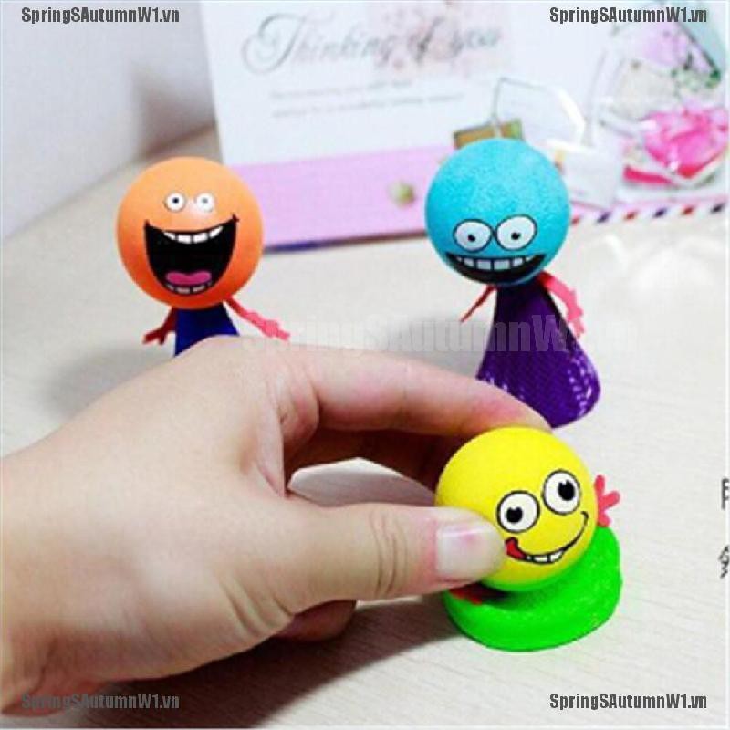 [Spring] 5Pcs Kids Bounce Ball Toys Educational Expressions Push Down Hip Hop Jump Dolls [VN]