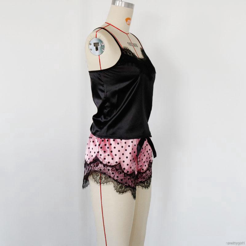 Đồ ngủ satin phối ren hoa xuyên thấu cho nữ | BigBuy360 - bigbuy360.vn