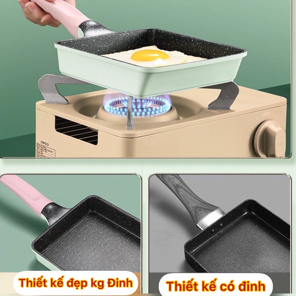 Chảo Đá Hoa Cương Chống Dính Cao Cấp 14cm, 18cm Chảo Chế Biến Đồ Ăn Dặm Cho Bé, Chiên Trứng Ốp La - Xanh Pastel