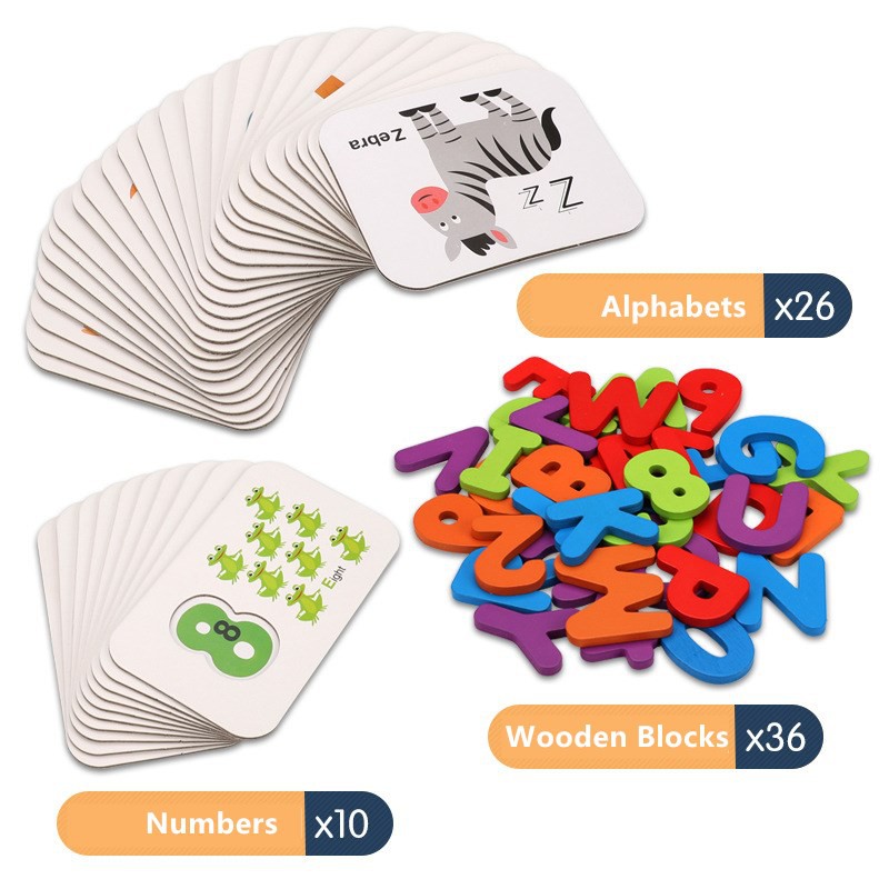 Bộ Thẻ Gỗ Trò Chơi Montessori Và Chữ Cái Tiếng Anh ABC Dành Cho Trẻ Em
