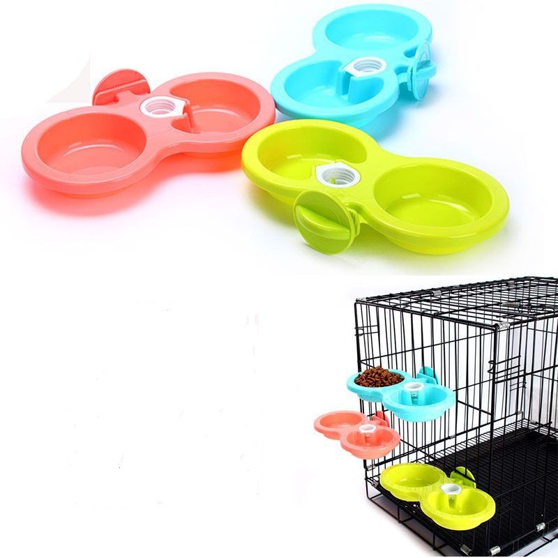 [HCM] Bát đôi gắn chuồng ăn uống cấp nước tự động dành cho thú cưng (size nhỏ)