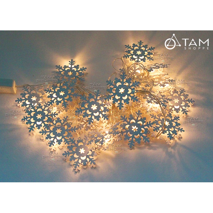 Dây đèn LED bóng hình hoa tuyết / ngôi sao 5 cánh dành cho trang trí không gian sale sập sàn