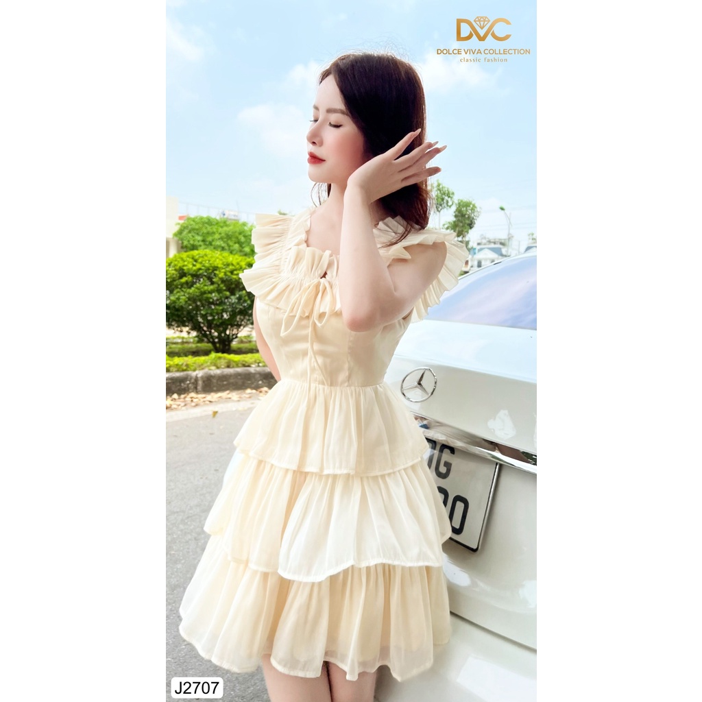Jum voan kem trễ vai bèo buộc dây tầng J2707-DOLCE VIVA COLLECTION