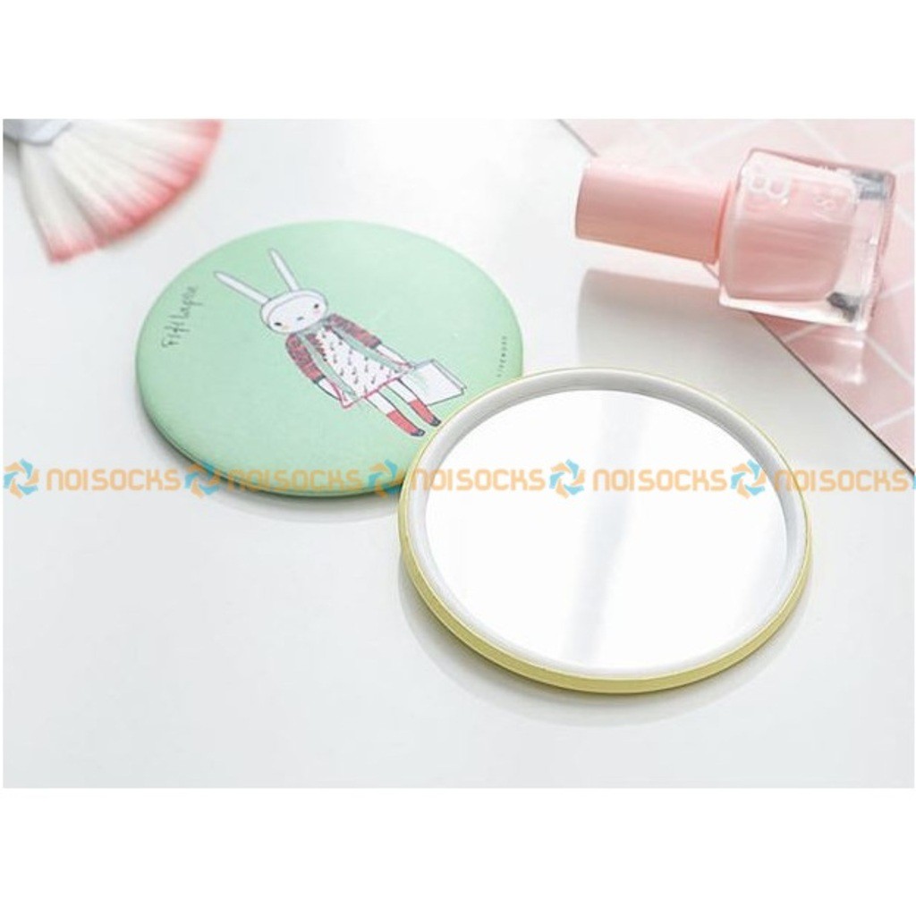 Gương trang điểm mini, gương tròn bỏ túi siêu cute Họa Tiết Hoạt Hình, nhiều mẫu, viền kim loại – Noisocks