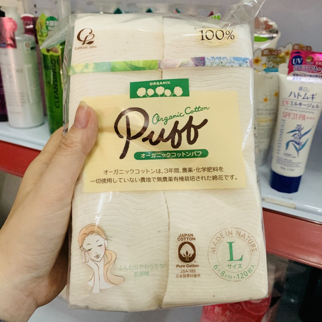 ☘️Hàng Nhật☘️Bông tẩy trang Organic Cotton Puff Size M/Size L