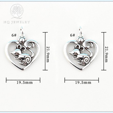 Charm bạc trái tim chứa chuột treo - NQ Jewelry