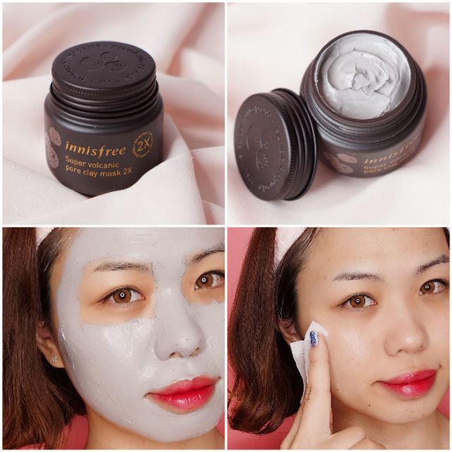 Mặt nạ đất sét tro núi lửa Innisfree super Volcanic pure clay mask 2x