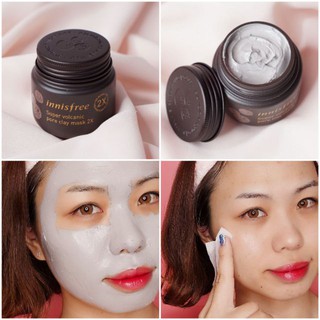 Mặt nạ đất sét tro núi lửa Innisfree super Volcanic pure clay mask 2x