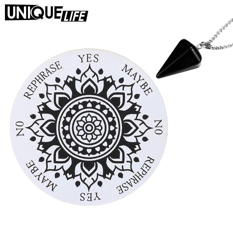 Bảng con lắc in họa tiết ngôi sao kèm chuỗi dây có mặt dây màu đen