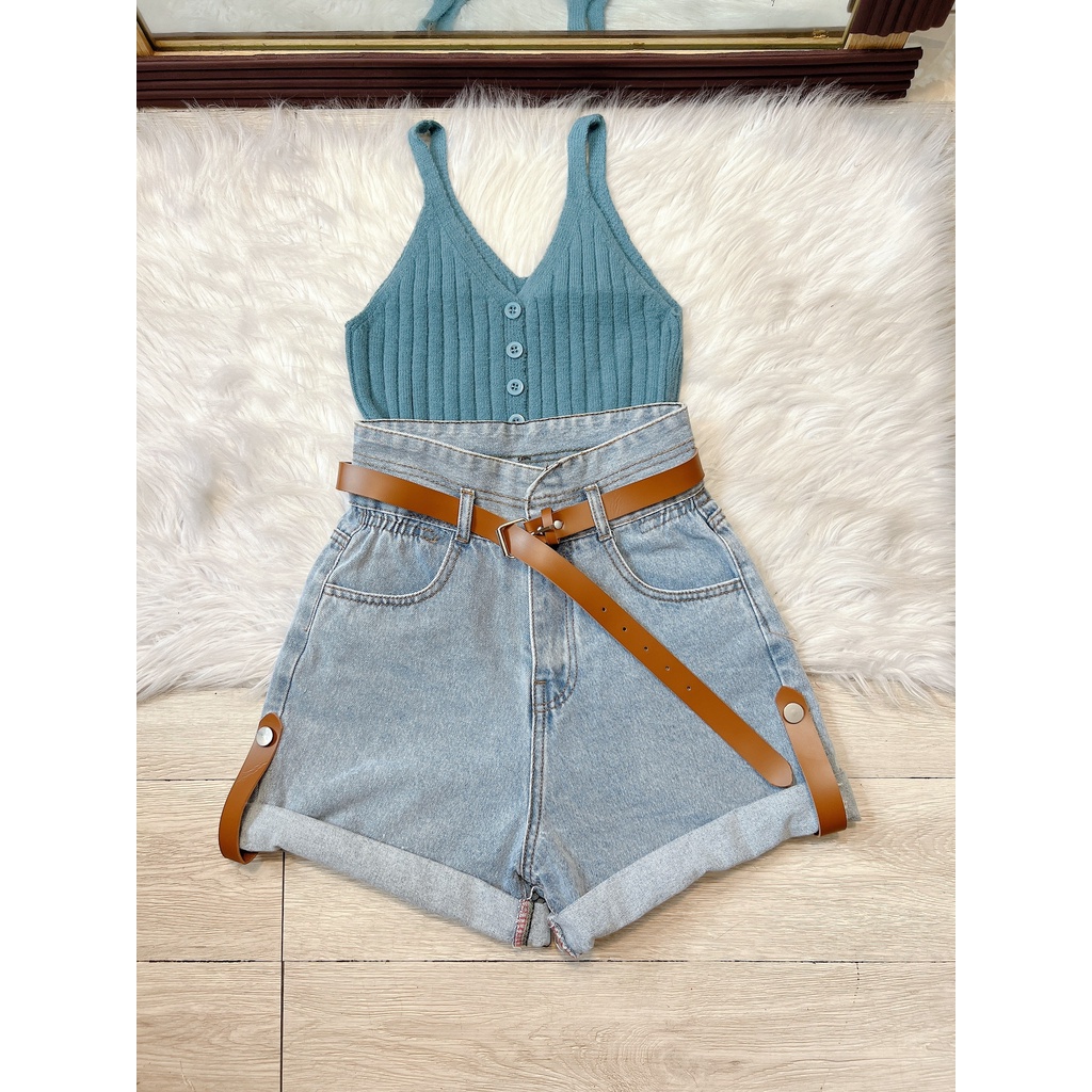 áo len cổ V cài núc