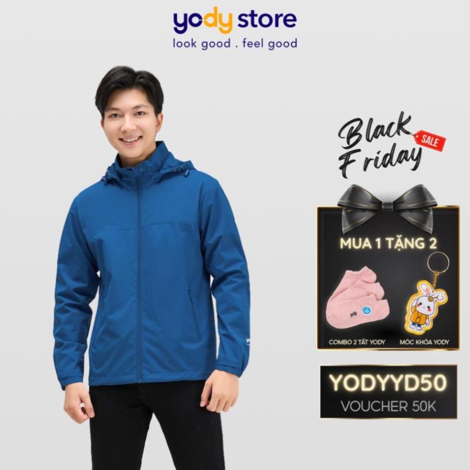 🇦🇹 xa . Xả Áo gió nam YODY hai lớp thể thao phối lưng áo khoác gió nam có mũ chống gió chống nước AKM4027 2021 * *