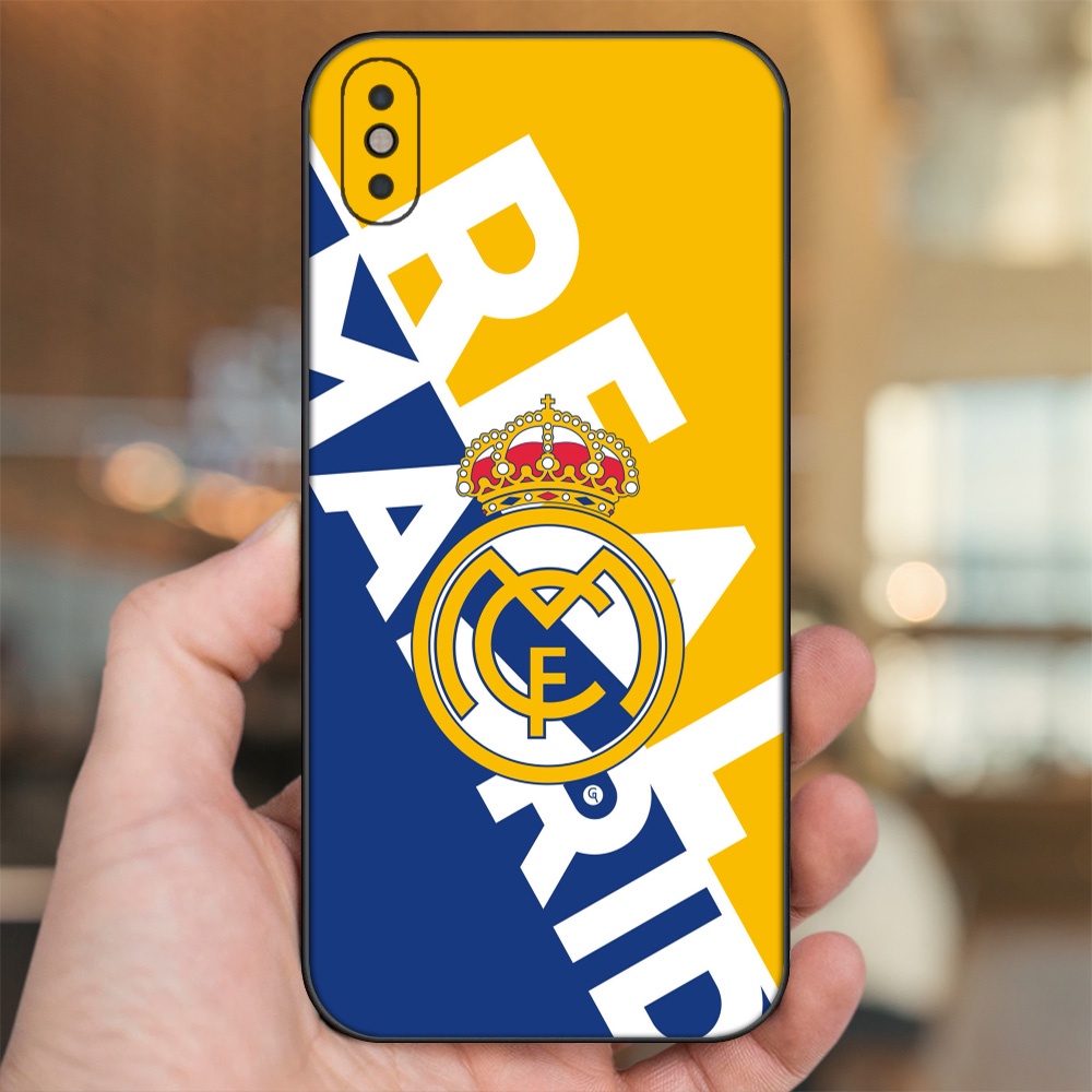 Ốp lưng iPhone Xs Max dẻo đen cạnh vuông in hình Real Madrid
