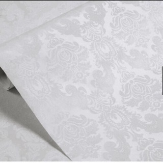 10m giấy dán tường châu Âu hoa văn in nổi nền trắng ,khổ rộng 45cm( sẵn keo dán)