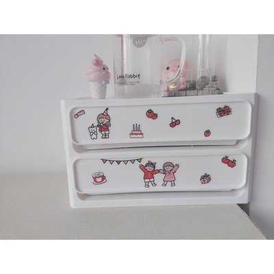 Hộp ngăn kéo tủ kéo mini để đồ tặng kèm sticker