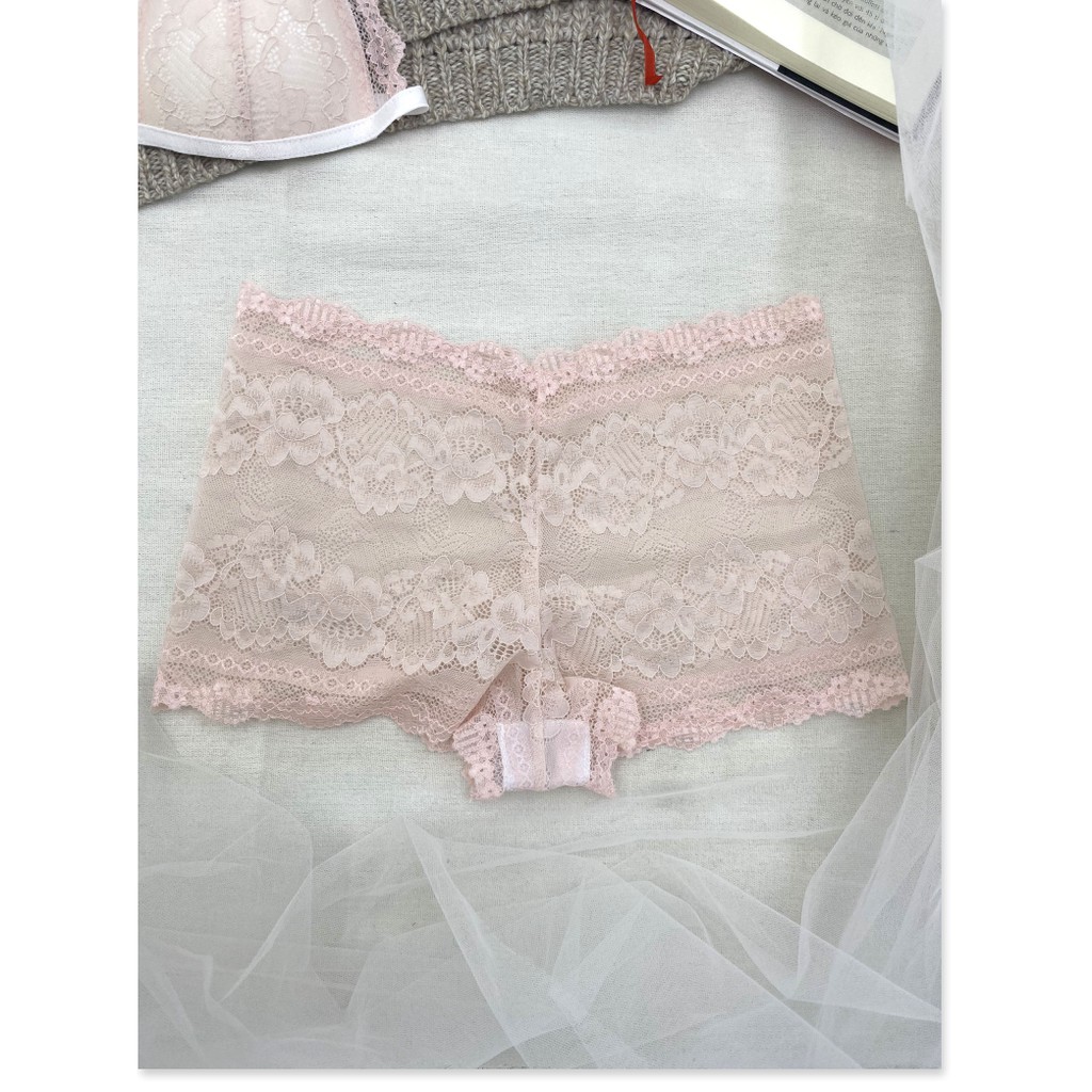 Đồ lót nữ thiết kế boyshort màu da cam có mút vải ren cao cấp gồm áo + quần BRAHY 062