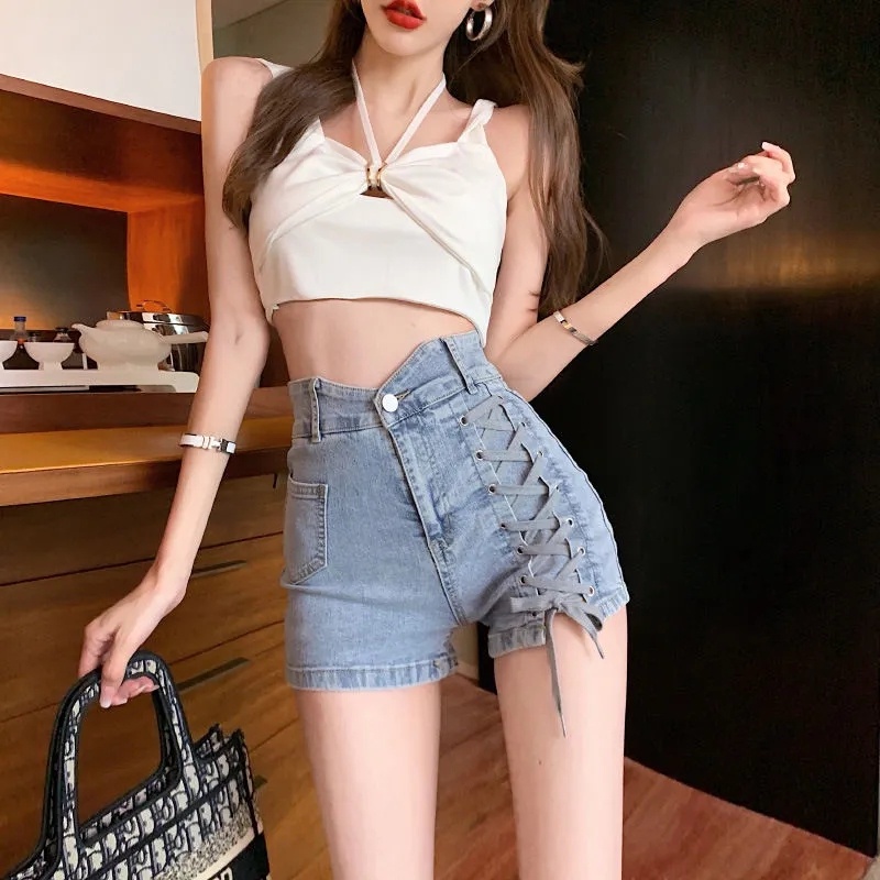Quần Short Denim Lưng Cao Dáng Ôm Gợi Cảm Thời Trang Mùa Hè Hàn Quốc Cho Nữ