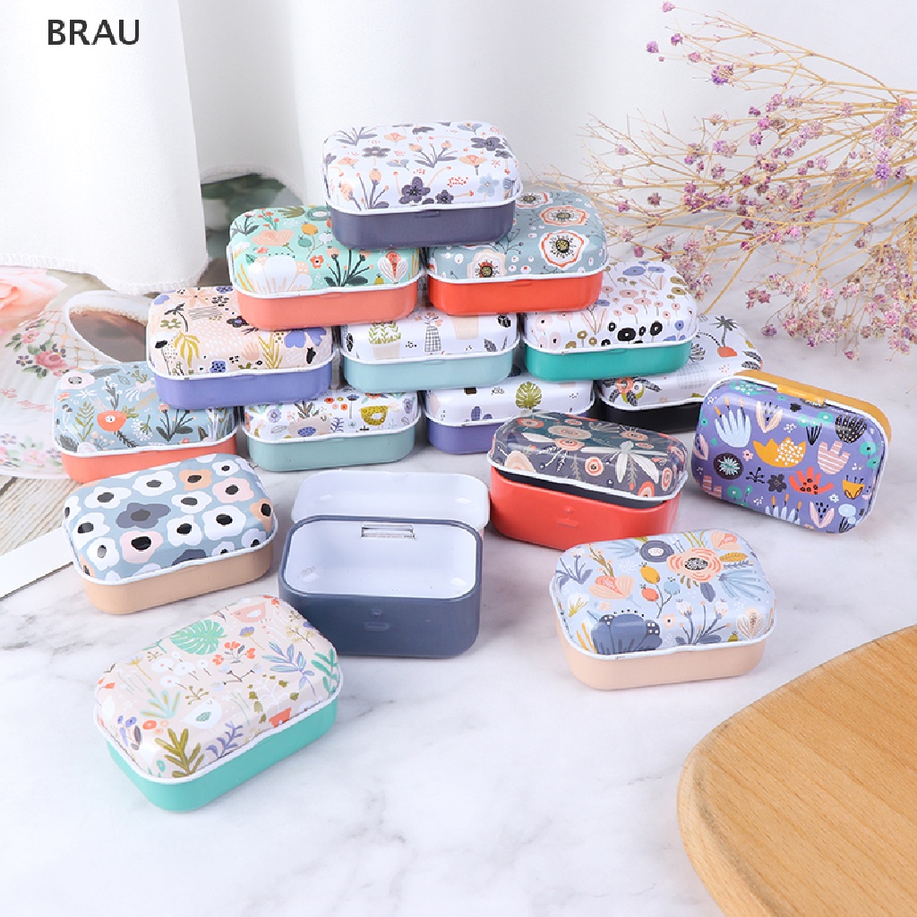Br Hộp Thiếc Nhỏ Đựng Trang Sức / Tiền Xu Họa Tiết Hoa Bằng Thiếc AU