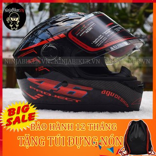 Nón bảo hiểm agu tem phản quang chính hãng tặng túi đựng nón