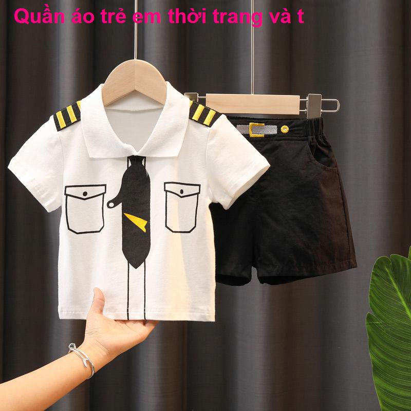 áo bé gái2021 Summer new boys Bộ quần áo mùa hè cho trẻ sơ sinh, sinh và nhỏ, trang phục biểu diễn hai mảnh đi c