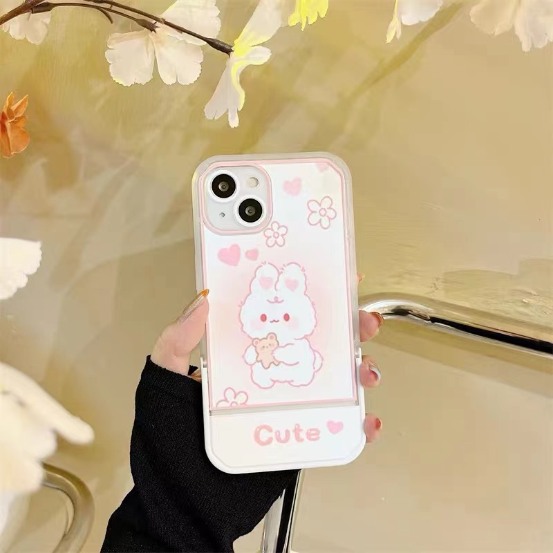 Ốp Điện Thoại TPU Silicon Giá Đỡ Hình Thỏ Dễ Thương Cho iPhone 13 13pro mini 12promax SE2020 11 Pro MAX 6S 7 8 Plus X XS XR