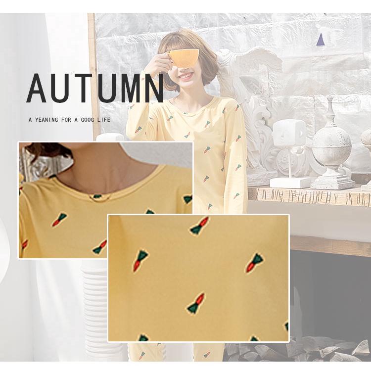 xiaohan korea spring autumn loose female nightwear round neck long sleeve sleepwear set cute print women Large size pajamas | BigBuy360 - bigbuy360.vn