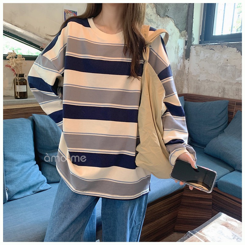 Áo Sweater Sọc Ngang Tay Dài