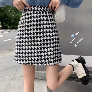 Chân váy dạ chữ A, chân váy ngắn caro