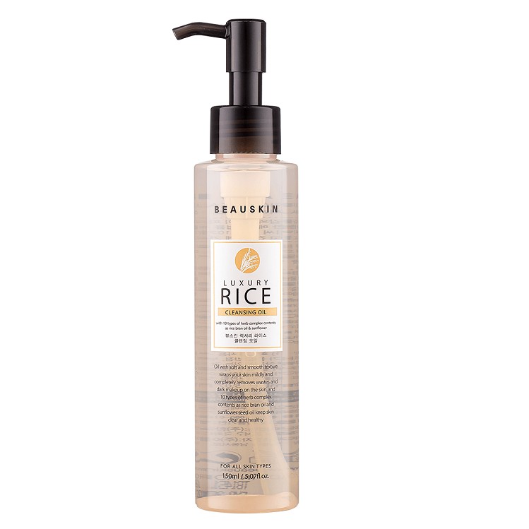 Nước tẩy trang từ dầu gạo Beauskin LUXURY RICE CLEANSING OIL 150ml/ Chai Hàn Và 1 gói tẩy da chết Apple Beauskin 3ml/Gói