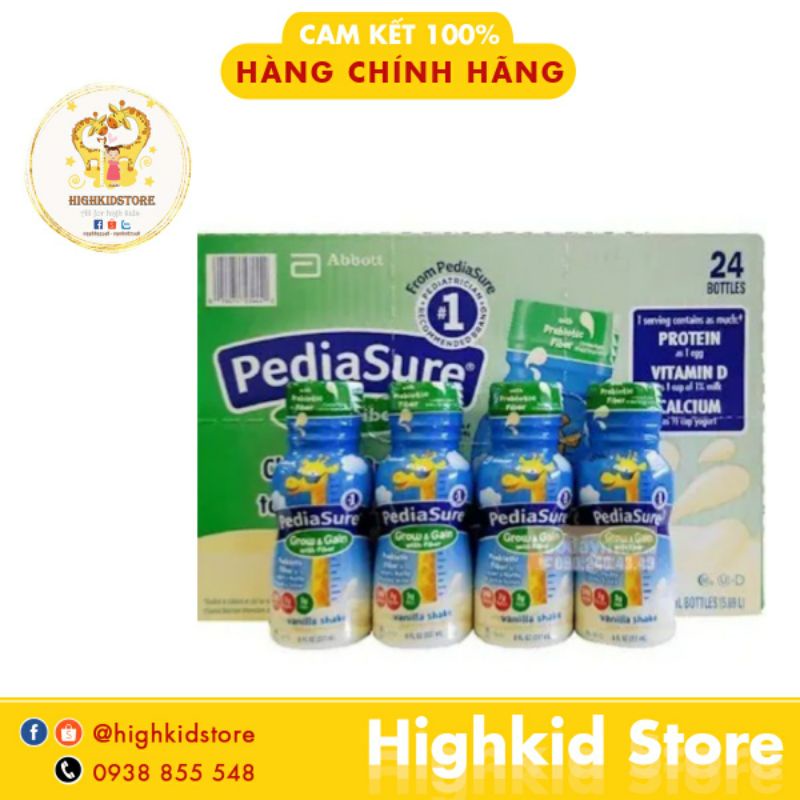 Combo 6 chai Sữa Pediasure nước Vani DHA Fiber hộp 237ml Mỹ - Date mới