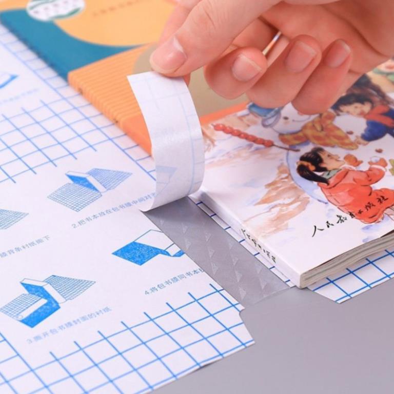 Sét 10 Tờ Decal Bọc Sách Vở, Giấy Bóng Bọc Sách Vở Trong Suốt Nhiều Kích Cỡ Chống Nước, Chống Rách