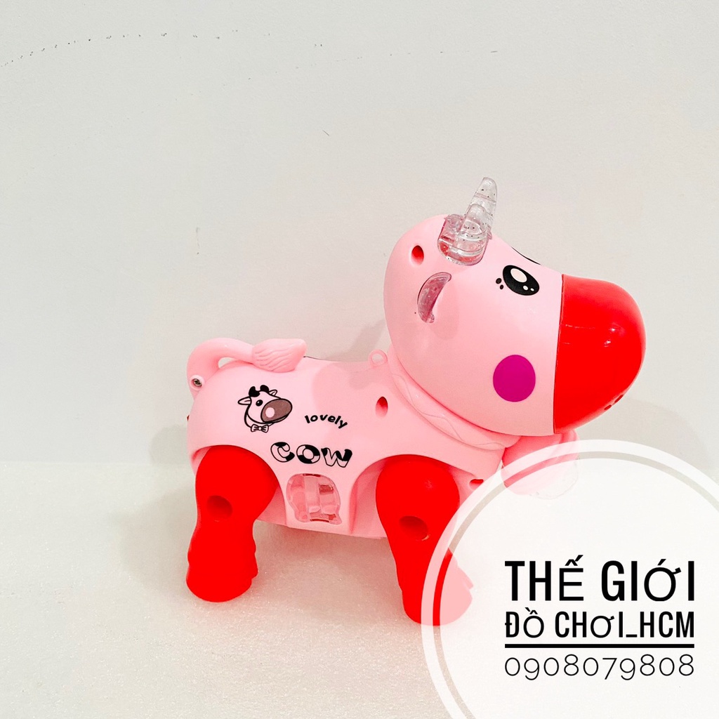 [HÀNG TỐT-CLIP THẬT] Đồ chơi bò chạy pin có đèn nhạc có dây cho bé dắt đi dạo.