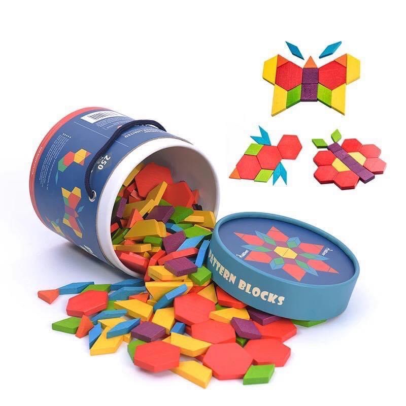 Mideer Pattern Block 250 Chi Tiết- Ghép Hình Gỗ Sáng Tạo