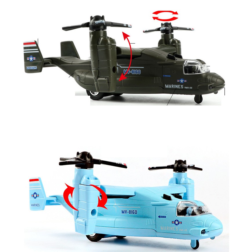 Máy bay quân sự đồ chơi trẻ em bằng hợp kim nhựa chạy cót có đèn và âm thanh