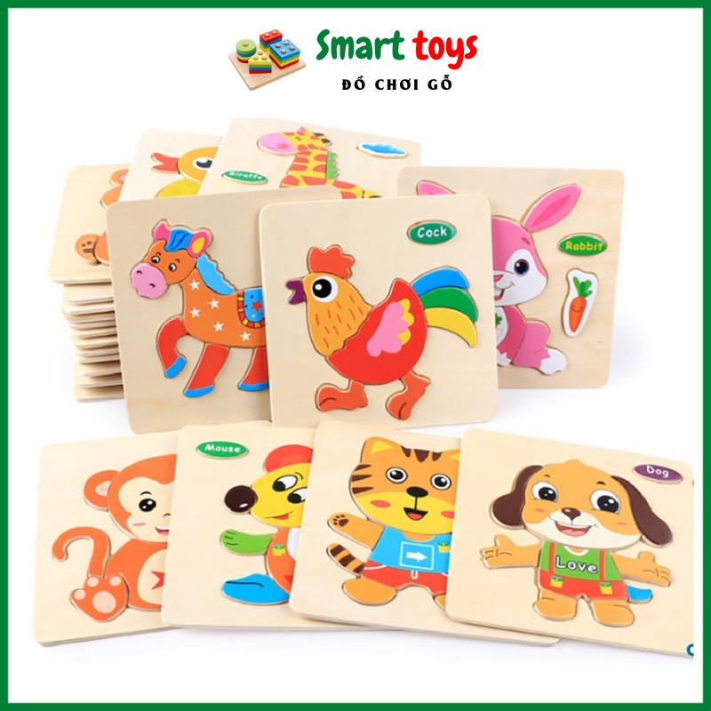 Tranh ghép hình 3D lắp ráp Đồ chơi xếp hình nhiều hình ngộ nghĩnh size to 15 cm cho bé trai bé gái phát triển trí tuệ