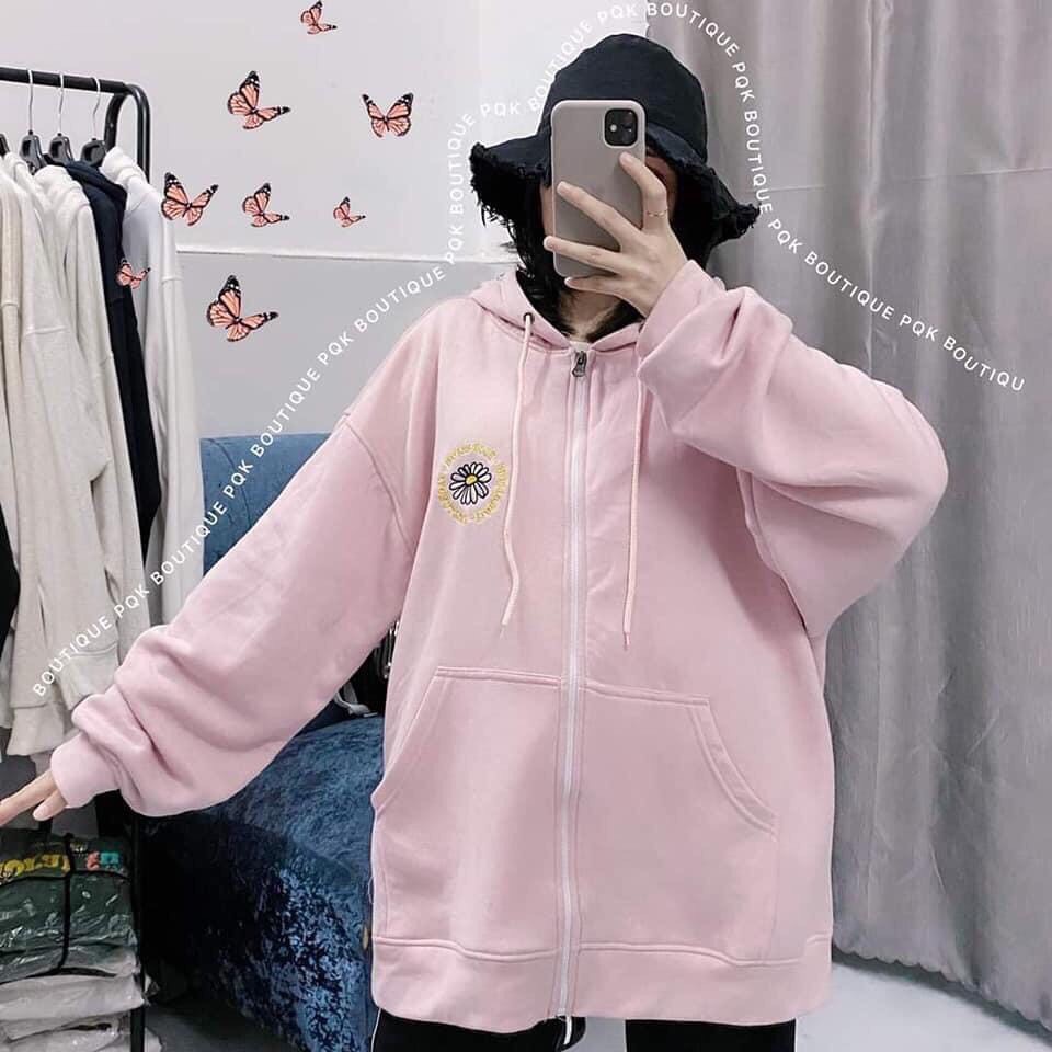 Áo khoác nữ Hoodie form rộng Khóa Dây Kéo Chất Liệu Thun NỈ Ngoại bông mềm TP893