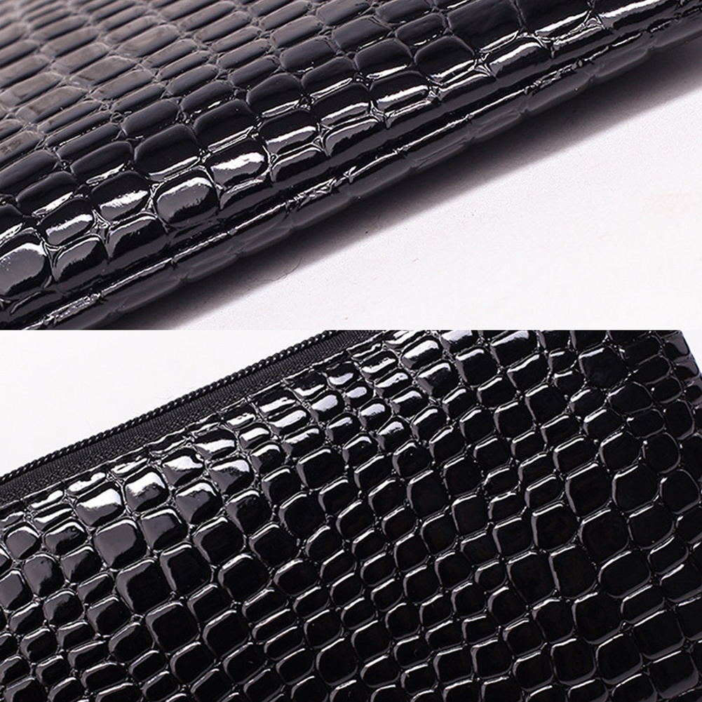 Ví Da PU Cầm Tay Dáng Dài Sức Chứa Lớn Có Khóa Kéo Thời Trang Cho Nữ