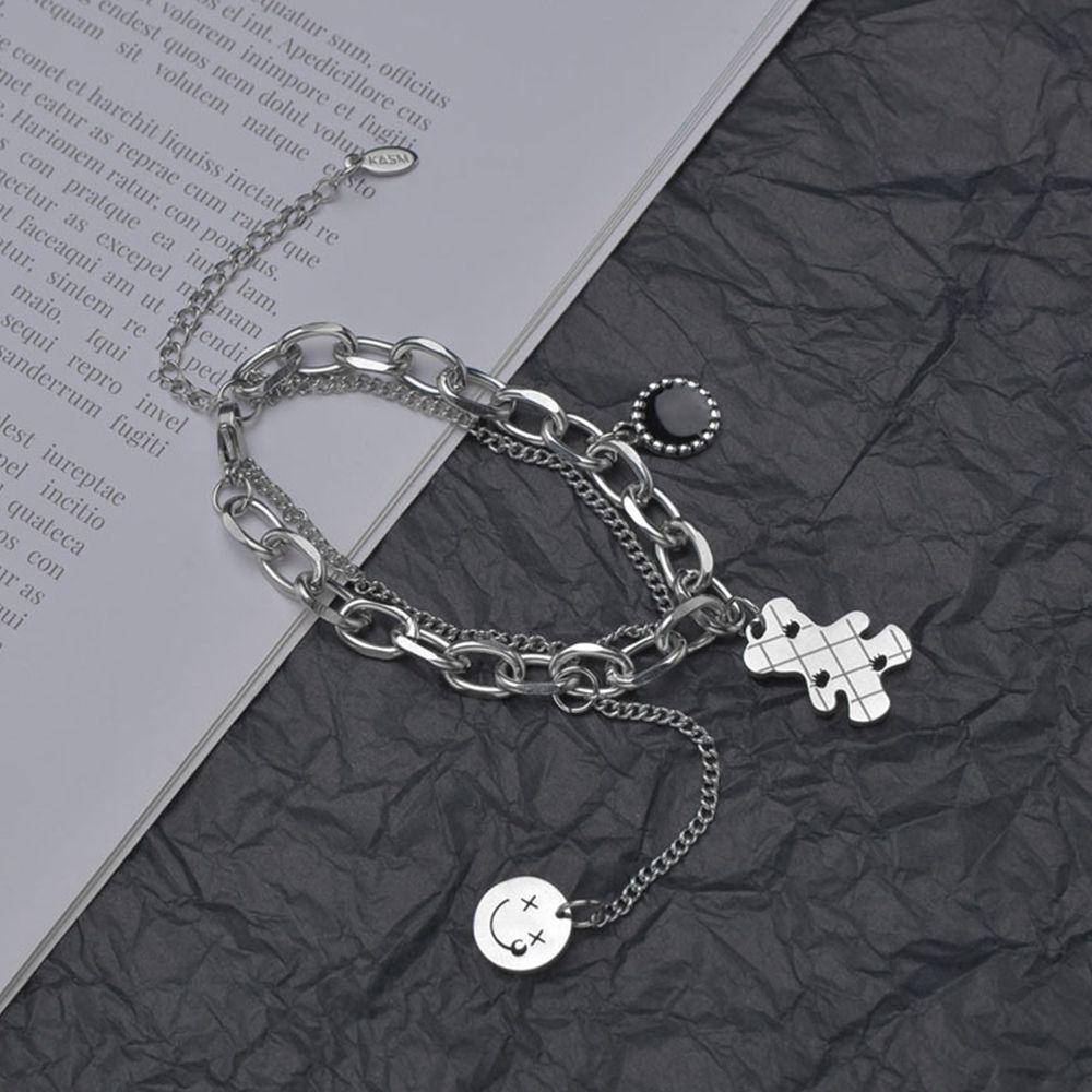 JARRED Vòng Tay Dây Xích Đôi Mặt Cười Thiết Kế Dễ Thương Thời Trang Đường Phố Cá