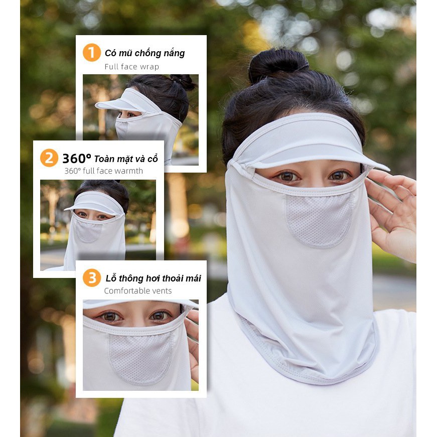Mũ chống nắng ninja có chìa che kín mặt kín cổ gáy vải thun lạnh thoáng mát thời trang