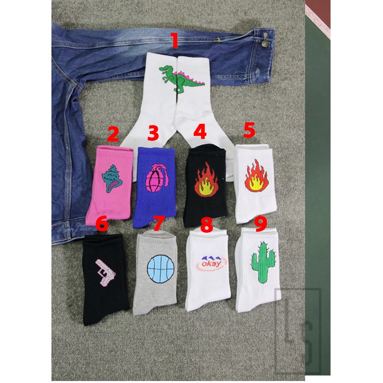 Vớ ulzzang unisex cổ cao họa tiết dễ thương [SHOPEE TRỢ GIÁ]